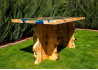 Dining River Table / Maple Burl Wood / Blue Epoxy