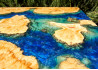 Dining River Table / Maple Burl Wood / Blue Epoxy