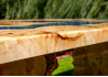 Dining River Table / Maple Burl Wood / Blue Epoxy