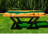 Acacia Epoxy Coffee Table / Turquoise Epoxy Resin /  Acrylic Varnish